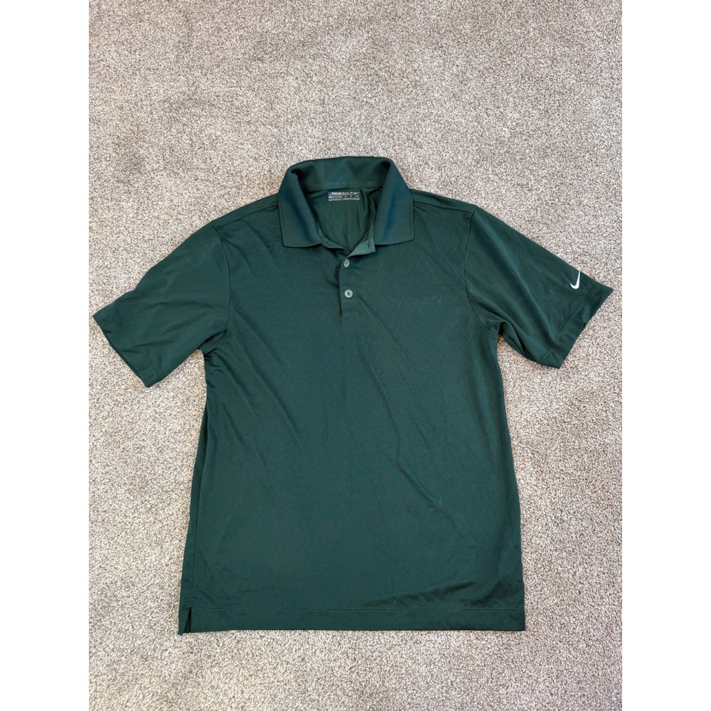 Nike Golf Fit Dry Polo Shirt Mens Small Green Diamond Pattern Short Sleeve
